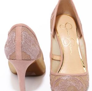 Jessica Simpson Camba Nude Blush Lace Heels